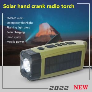 Radio Multifunctional Solar Handcranked Fm/am Radio, Outdoor Led Flashlight, Mobile Phone Emergency Power Bank, Sos Distress Alarm