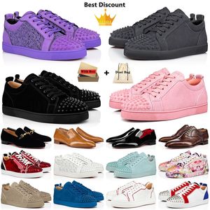 With Box 2024 Designer Loafers Men Red Bottoms Dress Shoes Sneakers Big Size Suede Spikes Cut Low Vintage Luxurys Brand Women Men Trainers Plate-forme Walking