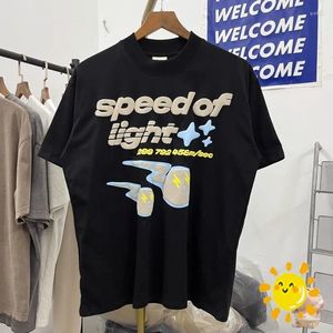 Magliette da uomo 24ss velocità di tessuto pesante di t-shirt pianeta rotto uomini da donna da donna con fila topple