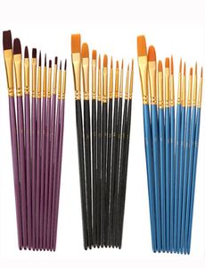 10 PCS Artist Nylon Paint Brush Professional Akryl Akryl Trähandtagande Penslar Make Up Tools3715604