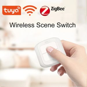 Doorbell Tuya WiFi/Zigbee Wireless 4/6 Scen Switch Push Button Controller 2 Gang Batteridriven automatiseringsscenario Smart Life