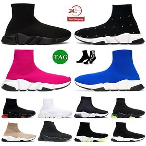 2024 Classic Paris Flat Socks Causal Shoes Designer Speed ​​Trainers Mens Knit Triple S Black Clear Graffiti Soe Up Platform Loafers Women Comfort Sneakers