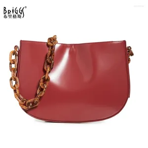 DrawString 2024 PU Leather Crossbody Bag Akrylkedjor Totes Handväska Kvinnor Girls Red Messenger Fashion Summer Shoulder Bags