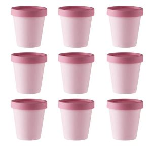 Lastoortsen 9pcs 6.8oz/200ml Cream Jars Empty Mixing Bowls Leakproof Plastic Containers Spa Facial Mask Bowls Cosmetic Jar Pink for Beauty