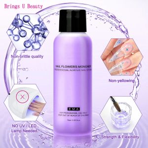 Líquidos 40/75/20ml Monômero de líquido ema acrílico Extensão esculpida para pó de acrílico 35 minutos de manicure Build unhas acrílico Dicas de pregos Gel Tool Tool Tool