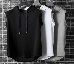 Running Jerseys 2022 Fashion Clothing Bodybuilding Muscle Guys Fitness Men Women Hooded Tank Top Vest Sportwear Sleeveless Shirt 2163503