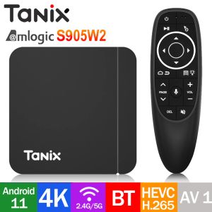 Box Originale Tanix W2 Android11 3D SPDIF Smart TV Box Amlogic S905W2 Quad Core 2.4/5G WiFi HD AV1 HDR TV Prefisso vs TX3 X96 Max Plus