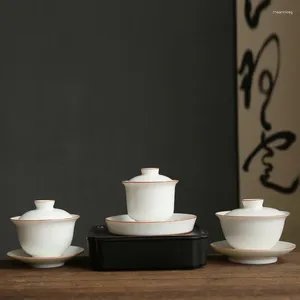 Teaware Sets Ru Ware Sancai Gaiwan Tea Cup Large Handmade Ice Crack Ceramic Single Non-Scald Making Chinese