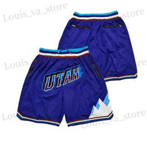 Men's Shorts Basketball Shorts UTAH Four Pocket Zipper Sewing Embroidery High-Quality Outdoor Sport Shorts Beach Pants Purple New Elastic T240408