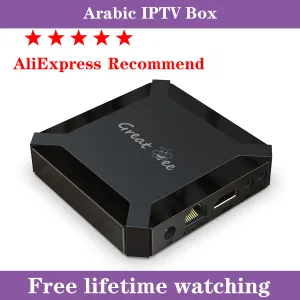 Box GreatBee New Android 10 Arab Box Grátis para Life Wi -Fi Google YouTube Chromecast Set Top Boxes Caixas Árabe Receptor de TV