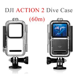 Cameras DJI Action 2 Dive Case For DJI Action 2 Sports Camera 60M Waterproof Housing Cover Protective Shell DJI Action 2 Accessories