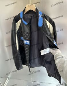 Xinxinbuy Men Designer Coat Jackel Paneled Off Road Racing Style Motorcykelläder Långärmad kvinnor Khaki Black Blue Khaki XS-XL