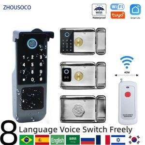 Lock Tuya Wifi Smart Door Lock Biometric Fingerprint APP Remote Unlock Card Passcode Key Outdoor Waterproof Digital Electronic Lock