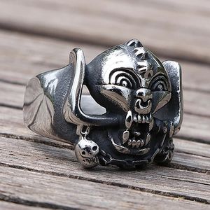 Gothic Mens 14K Gold Ring Ethnic Retro Style Skull Biker Rings Male Rock Punk Ring Jewelry Gift for Him