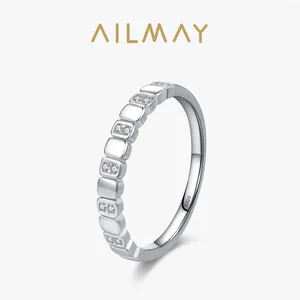 Кластерные кольца Ailmay Real 925 Серебряное серебро Простой геометрический дизайн циркония