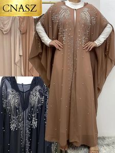 Ethnic Clothing Design Ramadan Muslim Abaya Luxury Arabian Bat Sleeve Robe Rhinestone Hooded Dress Fashion Elegant Dubai Middle East Kimono