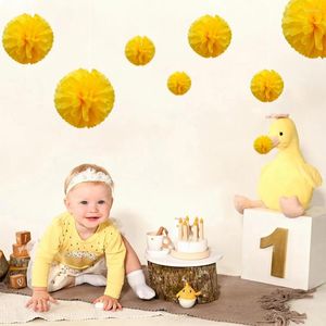 Party Decoration 1pcs Set 7.8inch Yellow Paper Flower Balls For Birthday Flowers Decorations Pom