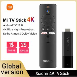 Caixa Versão Global Xiaomi Mi TV Stick 4K Google Assistente Android TV 11 2GB 8GB QuadCore Processor Media portátil de streaming