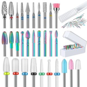 Bits 30pcs Bits de perfuração de unhas de diamante cerâmica Cutícula de efile Removedor de carboneto para salão de salão de salão de salão de acrílico Manicure Pedicure Tools