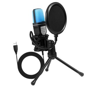 Mikrofoner Kondensator Mikrofon Justerbar brusreducering USB -gränssnitt Dator MIC för videoinspelning Singing Streaming Music Studio