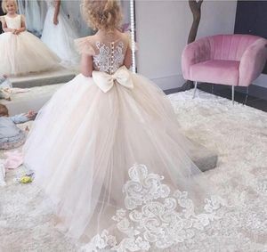 Girl039s Dresses Flower Girl Girl Lace Tulle senza schienale per matrimonio Vintage Little Pageant Princess Kids Gown6537052