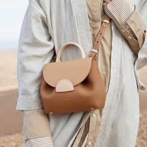 Designer francês Polen na bolsa Bolsa de luxo de luxo Bolsa de couro genuíno sólido Cazeiro sólido Hobo Dimple Bag Número Um Nano bolsa Totes pequenas bolsas de ombro pequenas