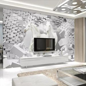 Bakgrundsbilder Wellyu Custom Wallpaper 3D Horse Stereo Creative Space Decorative Living Room TV Bakgrund för väggar Papier Peint