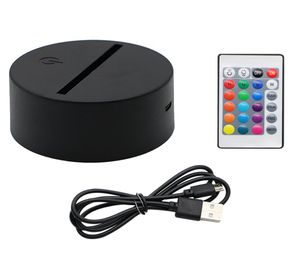 LED -lampbaser för 3D -akryl nattljus ABS Black Lamp Touch Base med USB -kabel och fjärrkontroll8636926