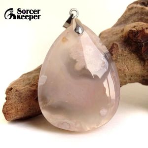 Pendant Necklaces Women & Men Fashion Jewelry Pendants With Chain Wholesale Natural Cherry Blossoms Agate Stone For Making BI058