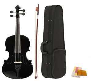 44 Full Size Acoustic Violin Fiddle Black with Case Bow Rosin2056136