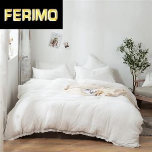 Zestawy pościeli 2/3pcs/Set White Fringed Fringed Duvet Cover Zestaw Poliester Zestaw Poliester Zakrotek UE Brak arkusza