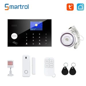 Kits Smartrol WiFi GSM Sicherheitsalarmsystem Kit Tuya Smart Security Home Alarm mit Türfenstersensor Infrarotsensor Rauchsensor