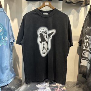 T-shirts streetwear vintage kläder tryck avslappnad lös överdimensionerad bomullst shirt för män