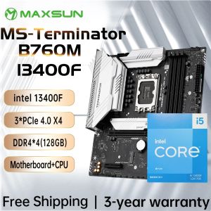 Möss MaxSun B760M D4 Terminator med CPU I5 13400F Moderkort Set 4*SATA3 3*M.2 4*DDR4 128GB Support Intel 13/12th Core LGA1700