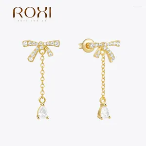 Kolczyki stadnorskie Roxi 1Pair Geometria Bowknot Tassel dla kobiet 925 srebrny koreańskie piercing biżuteria