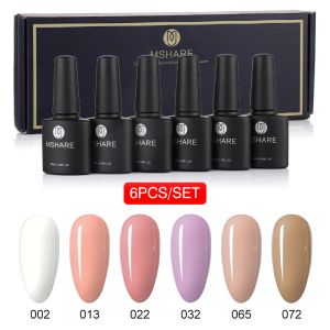 Kits mshare gummi bas nagelgel polska set 6pc kamouflage färgrock blöt av uv led nagelkonst gel lack manikyrglasflaska