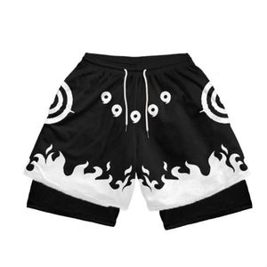 Męskie Anime Performance Shorts Manga Print 2 w 1 Sali Ściskanie Sporty Sports Szybki suchy trening fitness Summer 240325