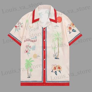 Mäns avslappnade skjortor 2023 Spring Hawaiian skjortor Summer Shirt Men Strtwear Flower Plant Print strandtröja Hip Hop Casual Tropical Holiday Tops T240408