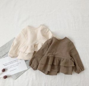 2019 Spring Japankorean Style Toddler Baby Girl Boys Blouse Ruffles Sweet Children Linen Clothes T2002298985342