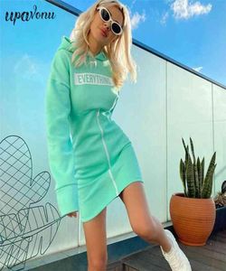 Spring Women Women Sweater Dress Fashion Long Elieve Letter Zipper Casual Intage Sports vestidos 2105247485982