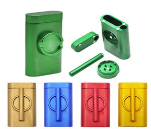 Smoke Set Metal Pipe Colorful Aluminium Cigarette Case Storage Box Portable With Grinder Dugout Smoking Accessories2025874