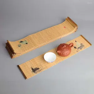 ティートレイクリエイティブハンドメイド竹マットプレースマットテーブルマット中国国家式典の装飾クラフト防水ランナー