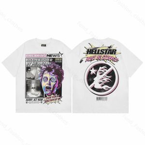 Hellstars T-Shirt Tasarımcı T Shirts Hip Hop Moda Grafik Tee Street Grafiti Yazı Folyo Baskı Vintage Siyah Gevşek Boyut S-XL D4