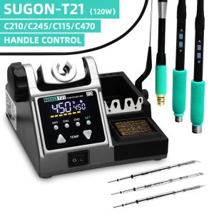 stations SUGON T21 Soldering Station Compatible Original Soldering Iron Tip 210/245/115 Handle Control Temperature Welding Rework Station