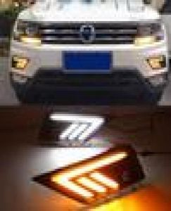 1 Par de carro DRL DRL DIA DIA CONVERSA COM AMARELA SINAL TURN SINAL FOG LAMP PARA VW TIGUAN 2017 2018 20193998829