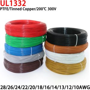 CASOS 5M/10M UL1332 PTFE FIO 30/28/26/24/22/20/18/16/14/13/12/10 AWG Cabo de elétrons de alta temperatura com isolamento de alta temperatura para impressora 3D