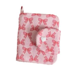 Bow Print Pink Coin Purses Canvas Liten blixtlås Kontantplånbok stor kapacitetskort Holder Girls Casual Storage Bag For Women 240401