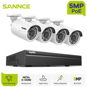 System Sannce 5MP POE Video Surveillance System 8ch 8MP NVR System CCTV Security Outdoor 5MP Bullet IP Cameras Surveillance Kit 4/6/8