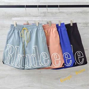 Mens shorts män kvinnor mesh casual classic Big Printing Rhude Shorts Streetwear Pink Green Blue Drawstring Rhude byxor med taggar