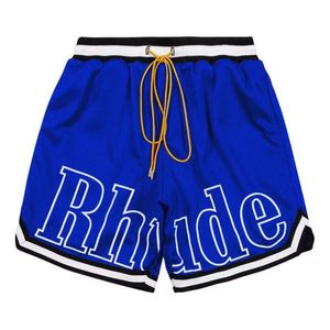 Designer Shorts Rhude Mens Mesh Short Summer Fashion Beach Elastic Band Pants Men High Street Wear Red Blue Black Purple Pants Crg2404085-6